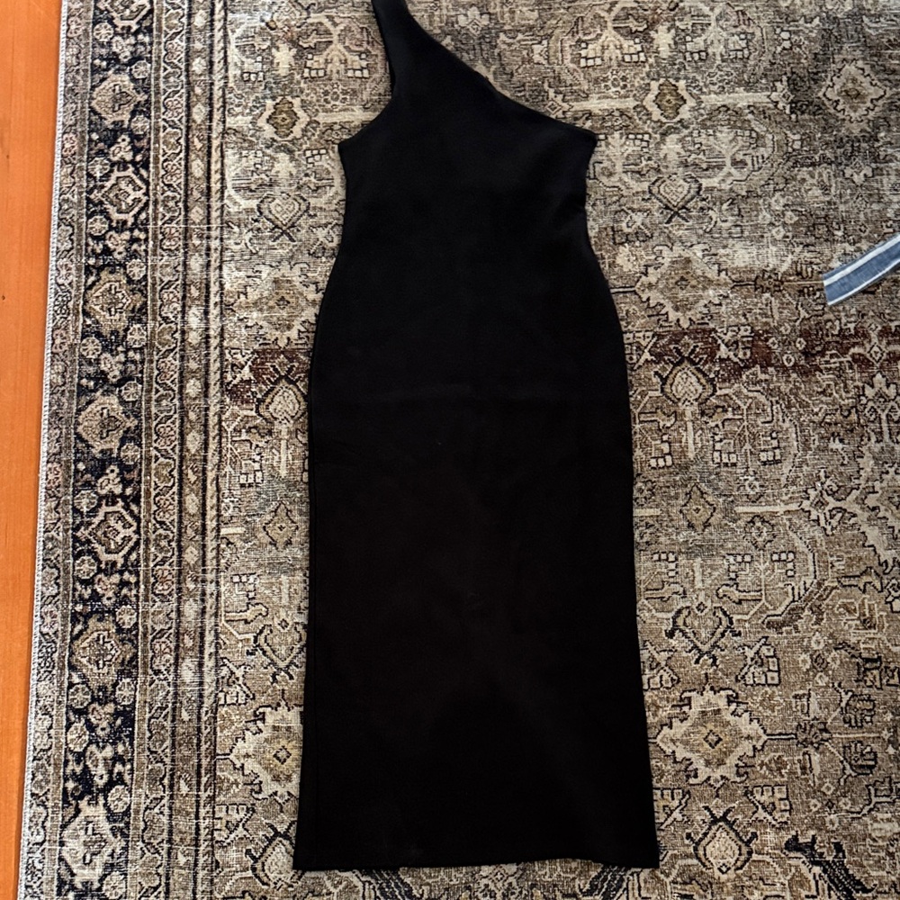Sold Out NYC - Knit One-Shoulder Black Midi Dress